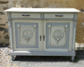 OLD FRENCH PAINTED BUFFET BASE / CUPBOARD